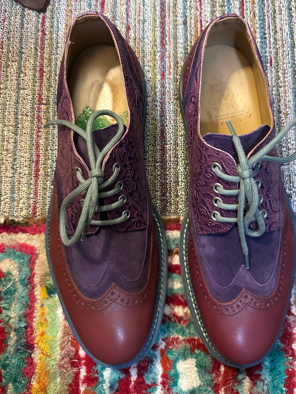 Fluevog NEARLY NEW Guardian Angel Nathaniel purple double wingtip derby- 11.5 - Picture 8 of 16